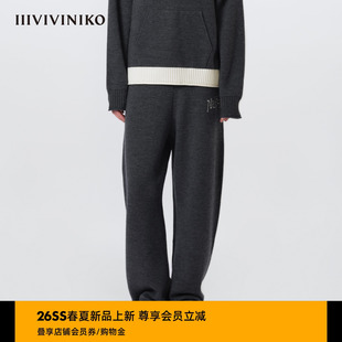 IIIVIVINIKO2026春新款 子女M613804622A 时髦松弛撞色弯刀阔腿裤