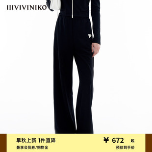 宽松中腰运动直筒裤 新款 涤纶垂感针织布 子女 IIIVIVINIKO春季