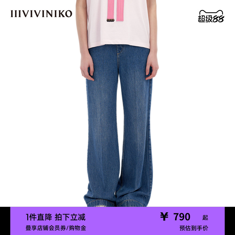 IIIVIVINIKO天丝直筒牛仔长裤