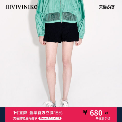 【设计师款】夏季新款宽松抓皱休闲短裤子女J420860308C
