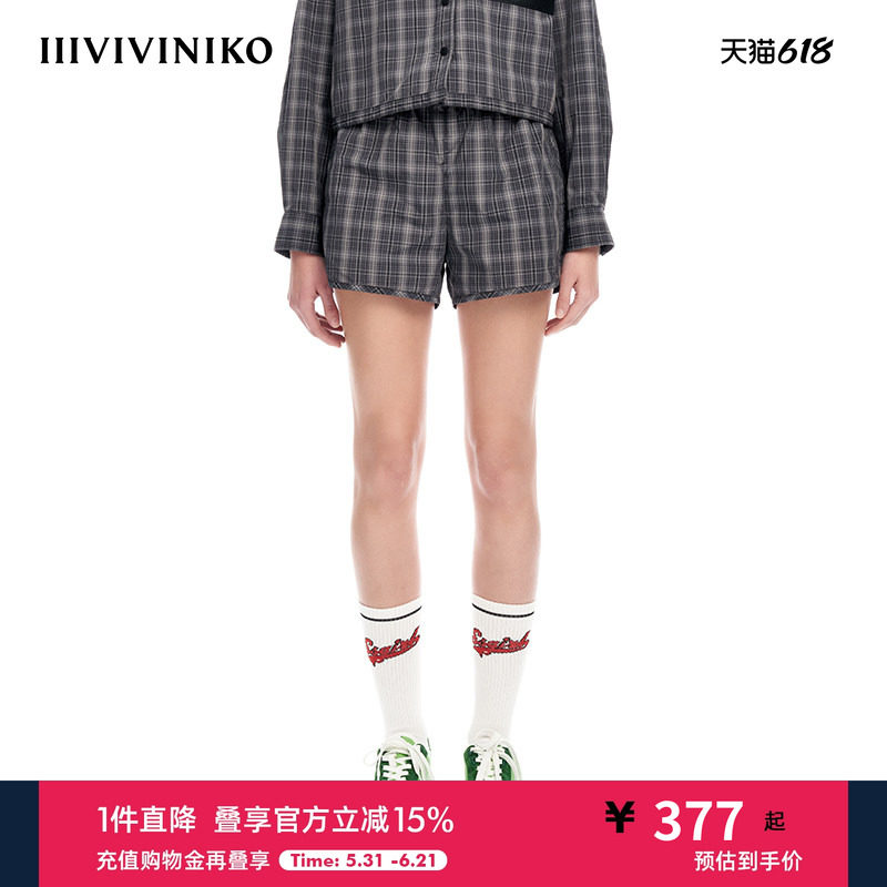 IIIVIVINIKO“意大利LIMONTA色织”格纹运动短裤子女M310817126B
