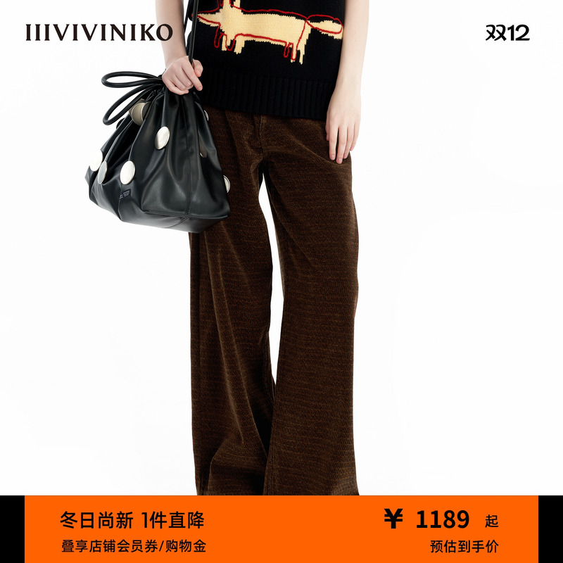 丝绒阔腿牛仔长裤IIIVIVINIKO