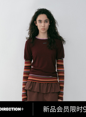 NO DIRECTION+假两件条纹针织衫N610107620A