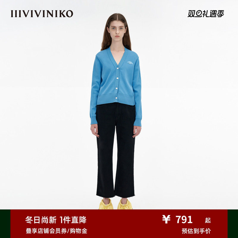 IIIVIVINIKO新品V领针织开衫