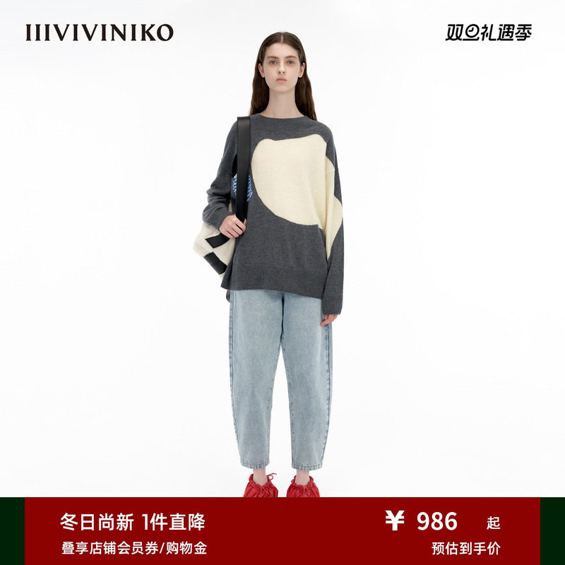 IIIVIVINIKO艺术家套头毛衣圆领