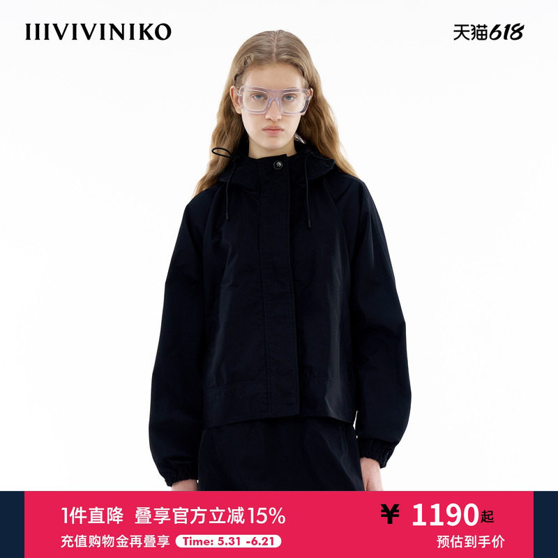 IIIVIVINIKO春季新款简约宽松运动A型短款风衣外套女M410903148B