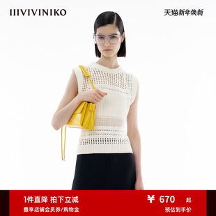 针织背心女M421210626D 百搭镂空插肩袖 IIIVIVINIKO夏季 新款