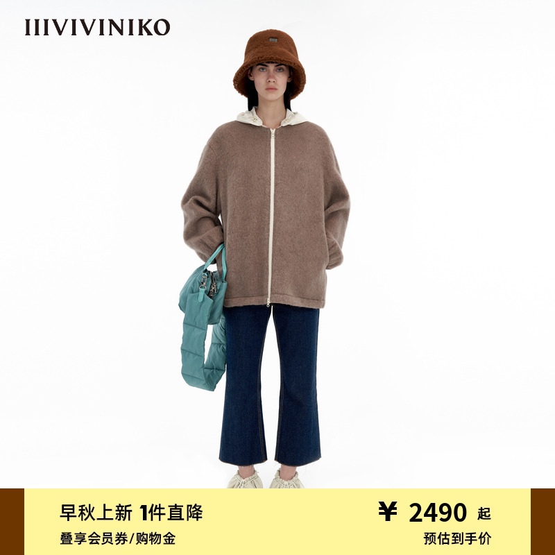 IIIVIVINIKO混色毛呢外套