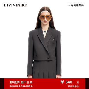外套女M312707114A 西装 IIIVIVINIKO春夏新品 帅气三重织学院风短款
