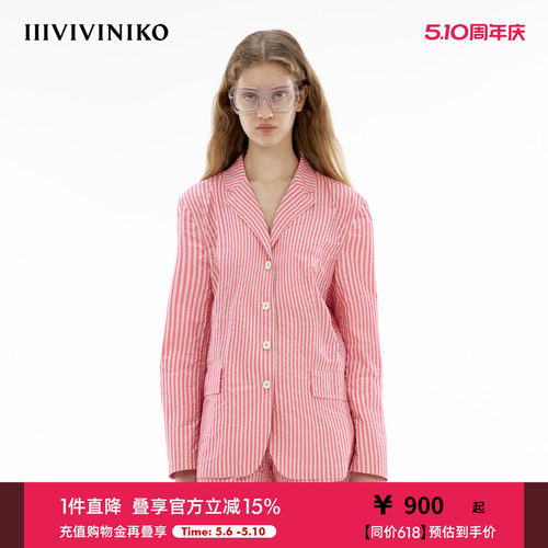 【Solotex纱线】IIIVIVINIKO夏季新款条纹休闲慵懒西装外套女