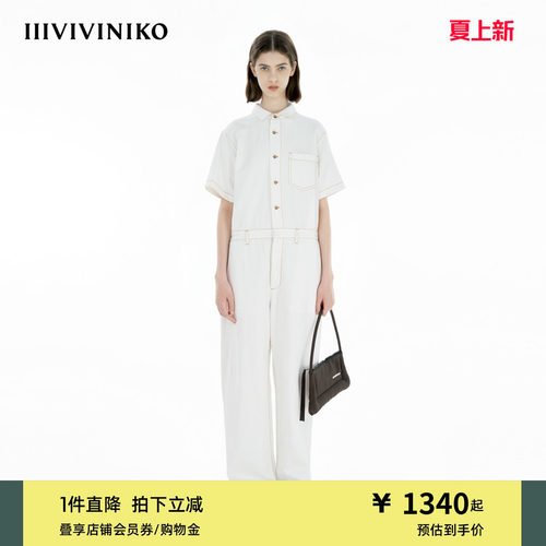 IIIVIVINIKO夏季新款复古正肩工装牛仔连身裤女B523502210C