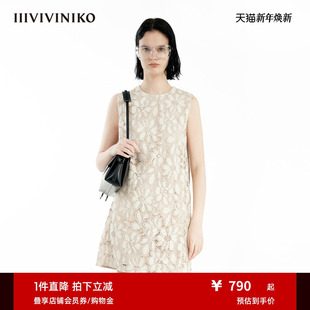 直筒无袖 新款 IIIVIVINIKO夏季 连衣裙女 限定重磅古典蕾丝