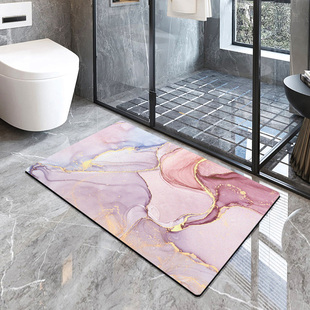 浴室吸水地垫硅藻泥家用大理石纹防滑脚垫卫浴厕所卫生间门口地毯