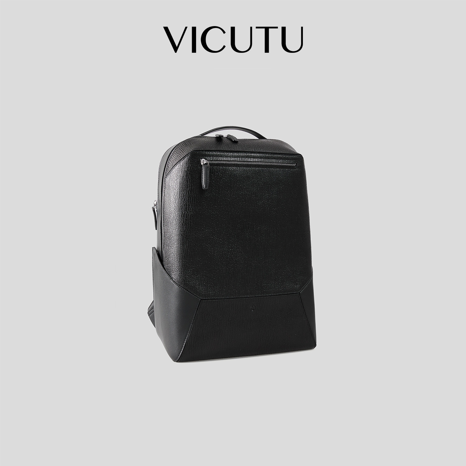 VICUTU威可多男士黑色牛皮革大容量树皮纹包商务通勤皮包,箱包皮具/热销女包/男包,双肩背包,淘宝优惠券,粉丝福利购,淘宝优惠卷