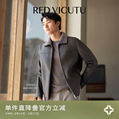 VICUTU威可多男士 通勤外套 皮衣舒适羊皮革温暖毛翻领机车服时尚