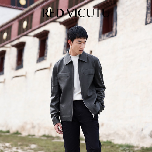 威可多男士皮衣翻领机车服