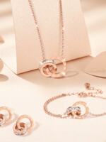 Non-fading Lucky Roman fashionable double-ring titanium steel necklace for women, simple bracelet, versatile gold collarbone chain for women thumbnail 8