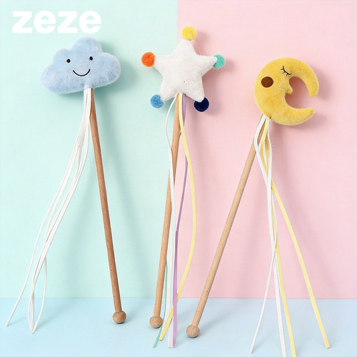 木质猫咪玩具逗猫棒解闷神器ZEZE