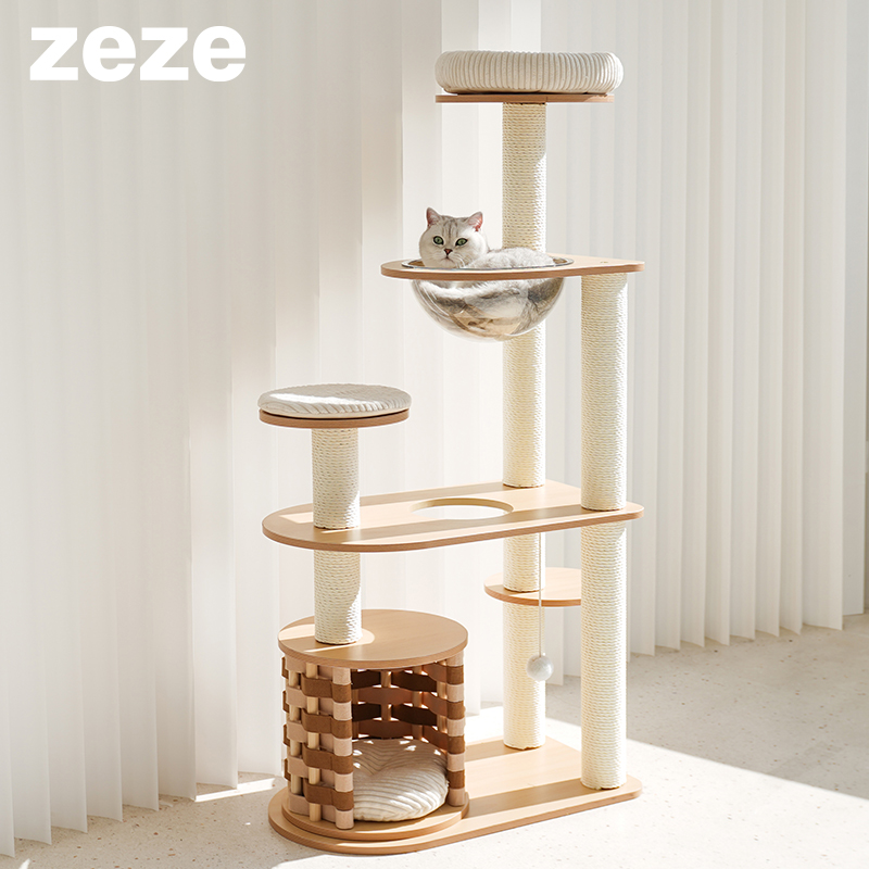 zeze简约风实木大型猫爬架