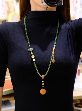 天然和田碧玉项链女款时尚百搭饰品礼物送女友闺蜜