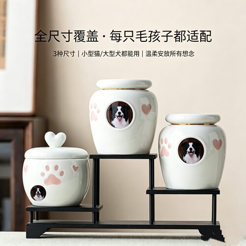宠物骨灰罐狗狗猫咪动物离世留念品骨灰收藏轻奢陶瓷火化善后坛罐