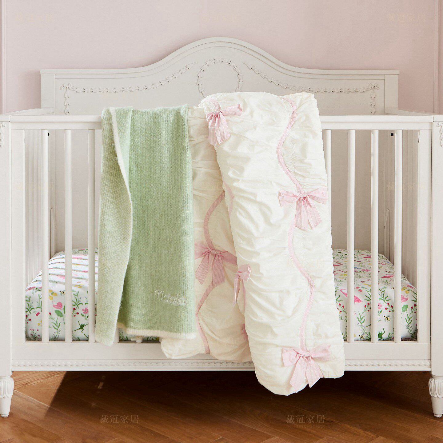 美式乡村白色实木简约0-6岁宝宝床大尺寸高端定制婴儿床新生儿床