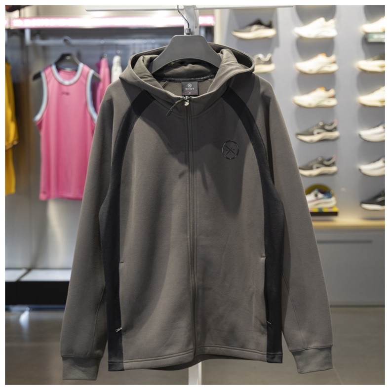 李宁运动卫衣2024冬季新款韦德系列男子时尚开衫连帽外套AWDU299