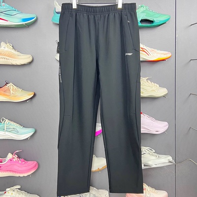 李宁卫裤 2025冬季新品男子直筒加绒保暖防泼水运动长裤AYKV581