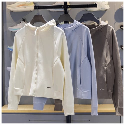 李宁卫衣 2025秋季新品女子时尚潮流休闲连帽开衫运动外套AWDV512