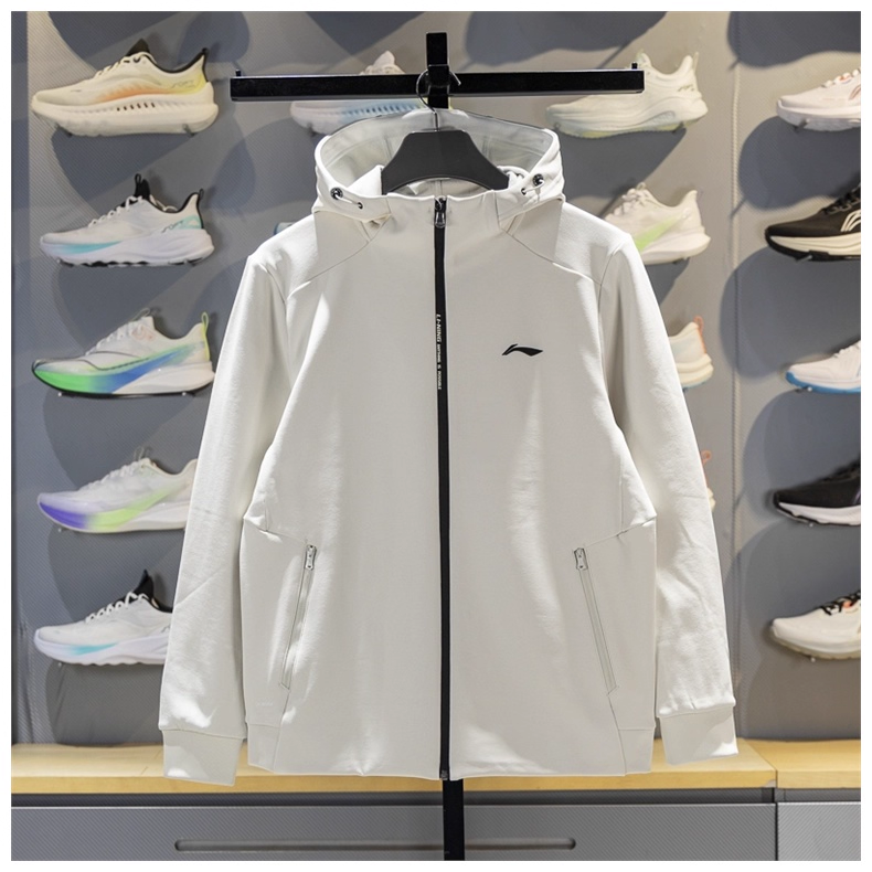 李宁男子外套2025冬季新款健身系列加绒保暖针织连帽卫衣AWDV975