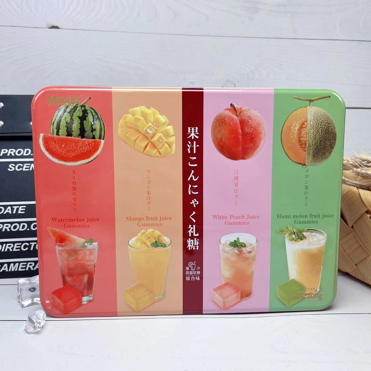 【2盒】香港摩尔卡果汁蒟蒻软糖综合味200g铁盒装年货伴手礼糖果