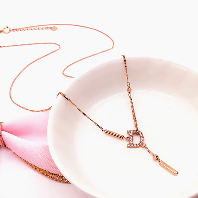 14K玫瑰金锆石IDO套链