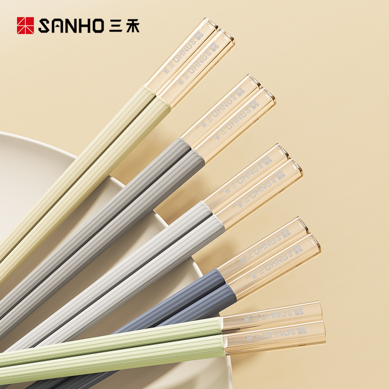 三禾筷子家用耐高温防滑防霉一人一筷专人高颜值送礼中式合金筷