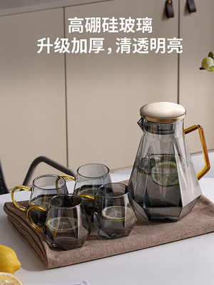 冰箱冷水壶凉水壶家用柠檬泡茶壶夏耐高温玻璃杯装水瓶大容量套装