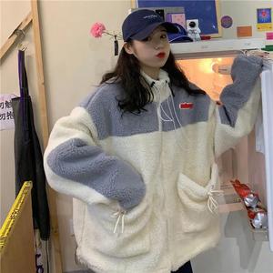 毛绒外套女冬季韩版学生宽松加厚棉衣2023新款百搭加绒卫衣外套