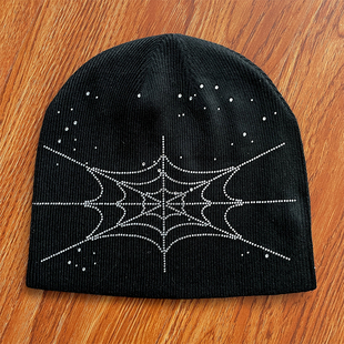 Sp5der worldwide 555555 蜘蛛网烫钻针织毛线冷帽子