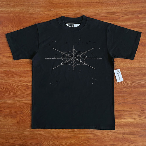 Sp5der worldwide 555555  烫钻休闲短袖T恤