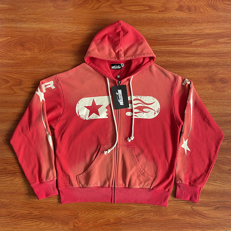Hellstar Studios Zip Up Hoodie 拉链洗水纯棉连帽卫衣