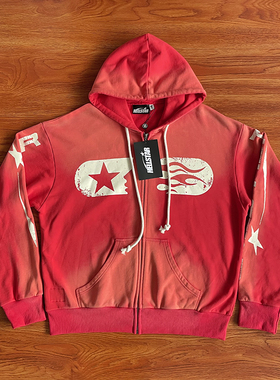 Hellstar Studios Zip Up Hoodie 拉链洗水纯棉连帽卫衣