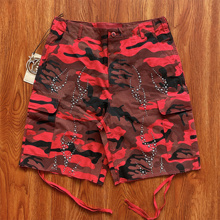 Hellstar Studios Capsule 11Camo Cargo Shorts刺绣烫钻工装短裤