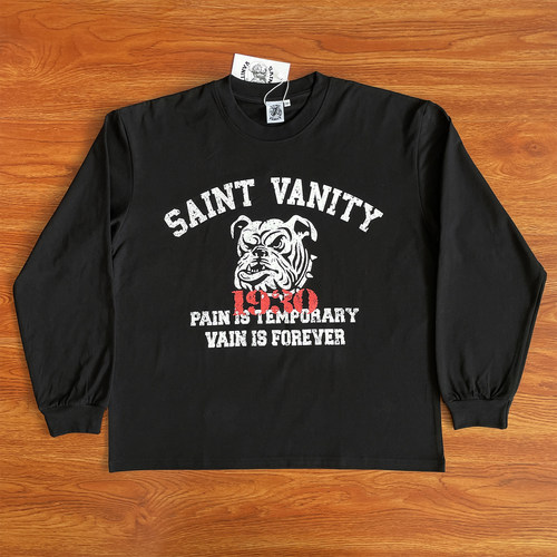 SAINT VANITY 1930 斗牛犬印花美式高街男女同款休闲长袖T恤