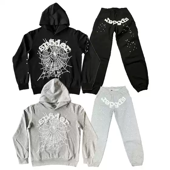 Sp5der 555555 OG Web Hoodie Pants Classic Spider Web Matching Set Hoodie and Pants for Men and Women