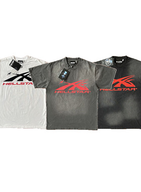 HELLSTAR STUDIOS INS同款大logo 纯棉洗水 短袖 T恤