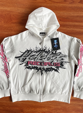 Hellstar Studios Flame Glitter Zip-Up Hoodie闪片连帽卫衣