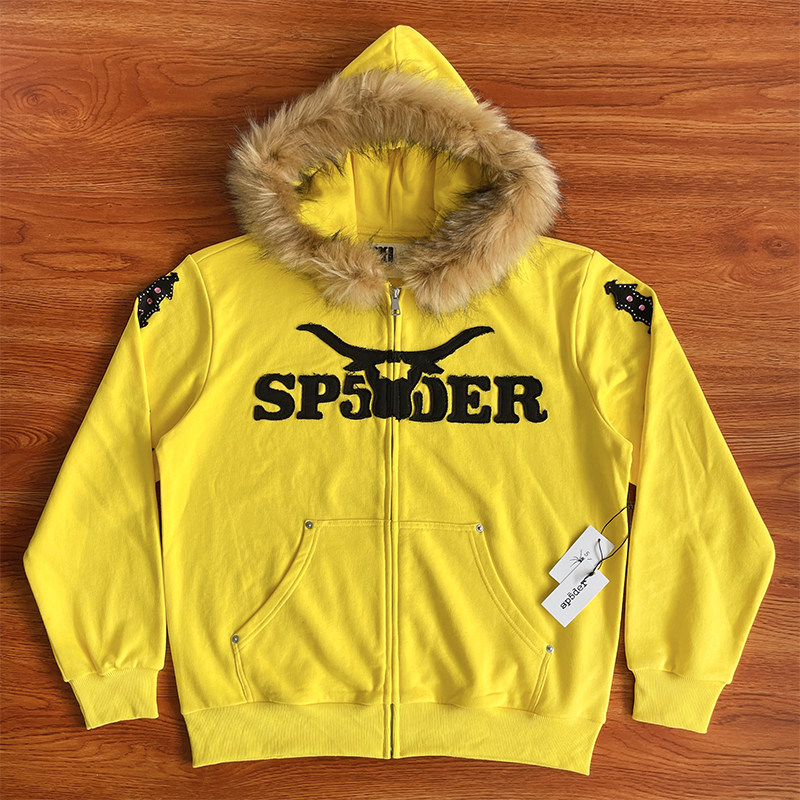 Sp5der 555555 Hoodies 拉链开衫刺绣男女款连帽卫衣