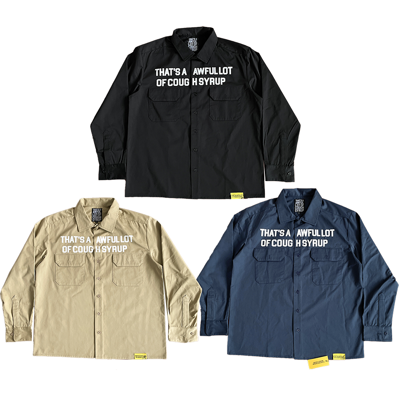 That's A Awful Lot of Cough Syrup字母印花休闲长袖衬衫