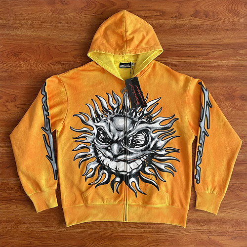 Hellstar Studios sun zip up orange hoodie capsule 11拉链卫衣