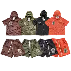 Saint Vanity ins Same Style Embroidered Casual Sports Short-Sleeved Windbreaker Suit