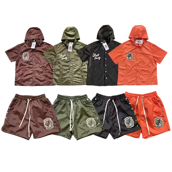Saint Vanity ins Same Style Embroidered Casual Sports Short-Sleeved Windbreaker Suit