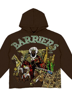 欧文同款Barriers Worldwide Mansa Musa Hoodie印第安帽衫卫衣